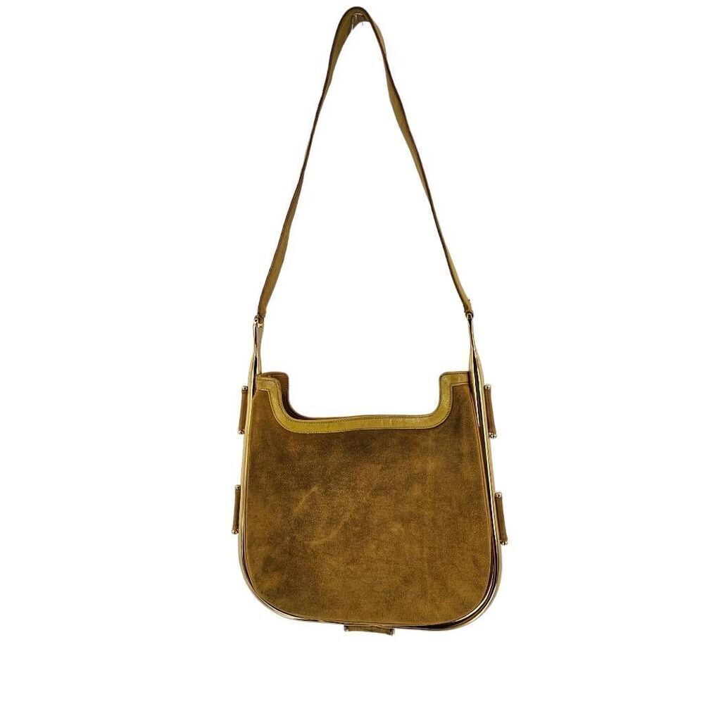 Very Rare Tan Vintage Gucci Collector Bag with Gold Wrap Around Bar Hardware - Picture 5 of 12